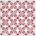 The completed Wish Upon A Star Quilt colored in red and white floral fabrics from the Red Delicious collection, isolated on a white background.