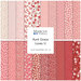Digital collage of fabrics included in the Aunt Grace Loves U collection with white, red, and pink fabrics with a Valentine's Day theme.