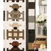 A close up on the quilt, hung on a white wall and staged with coordinating decor. Patchwork details can be seen on the border along with top quilting details.