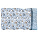 The completed Magic Pillowcase, colored with cheerful light blue and dark blue flannel fabrics with snowmen from the Snow Much Fun Flannel collection, isolated on a white background.