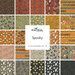 Digital collage of fabrics included in the Spooky collection with red, sage, orange, gray, and black fabrics with a Halloween motif.