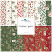 A yardage fabric collage featuring festive red, green and white prints from the collection Holiday Spirit by Riley Blake Designs. 