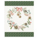 A christmas themed fabric panel with a festive wreath from the Holiday Spirit collection by Riley Blake Designs. 