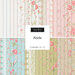 A collection of 42 fabric squares in floral and patterned designs, labeled Abide by Moda.