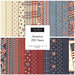 Collection of fabric fat quarters in red, white, and blue featuring stars and stripes patterns.