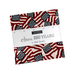Square charm pack with red, white, and blue American flags with a label reading America 250 Years.