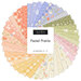 A circular collage of pastel floral fabrics included in the Pastel Prairie Charm Pack.