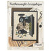 Front of the pattern showing the completed project, a sewing machine with two sheep.