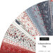 A collage of fabric swatches in red, white, and blue with a Patriotic theme, arranged in a circular pattern, labeled Independence Day by Moda Fabrics.
