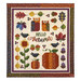 The completed Hello Autumn quilt colored in the warm reds, greens, yellows, and creams from the Autumn Breeze collection, isolated on a white background.