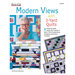 The front of the Modern Views with 3-Yard Quilts book, featuring Donna Robertson leaning on a pile of folded quilts.