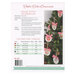 The back of the Cookie Cutter Ornaments pattern book by its sew Emma featuring information about the patterns including recommended aida cloth, finished size, and floss colors.  