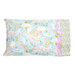 The completed Magic Pillowcase, colored in pastel fabrics from the Unicorn Sparkle collection, isolated on a white background.