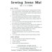 Back cover of pattern, listing project requirements.