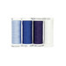 Four wintry colored spools of thread, isolated on a white background.