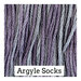A variegated swatch of Classic Colorworks floss in the color purple and muted purple.