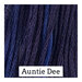 A variegated swatch of Classic Colorworks floss in the colors dark blue and dark purple. 