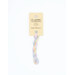 A skein of variegated peach, light purple, light blue, and yellow embroidery floss, twisted and bundled, with a cream and black label featuring the brand name and color information.