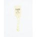 A skein of light yellow embroidery floss, twisted and bundled, with a cream and black label featuring the brand name and color information.