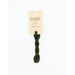 A skein of dark green embroidery floss, twisted and bundled, with a cream and black label featuring the brand name and color information.