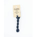 A skein of midnight blue embroidery floss, twisted and bundled, with a cream and black label featuring the brand name and color information.