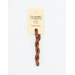A skein of variegated muted red and brown embroidery floss, twisted and bundled, with a cream and black label featuring the brand name and color information.