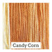 A variegated swatch of Classic Colorworks floss in the colors orange and yellow