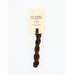 A skein of espresso brown embroidery floss, twisted and bundled, with a cream and black label featuring the brand name and color information.