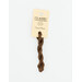 A skein of brown embroidery floss, twisted and bundled, with a cream and black label featuring the brand name and color information.