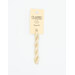 A skein of off-white embroidery floss, twisted and bundled, with a cream and black label featuring the brand name and color information.