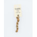 A skein of variegated gray and nut brown embroidery floss, twisted and bundled, with a cream and black label featuring the brand name and color information.