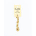 A skein of yellow embroidery floss, twisted and bundled, with a cream and black label featuring the brand name and color information.