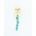 A skein of aqua embroidery floss, twisted and bundled, with a cream and black label featuring the brand name and color information.