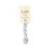 A skein of cloud gray embroidery floss, twisted and bundled, with a cream and black label featuring the brand name and color information.