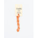 A skein of peach embroidery floss, twisted and bundled, with a cream and black label featuring the brand name and color information.