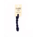 A skein of dark blue embroidery floss, twisted and bundled, with a cream and black label featuring the brand name and color information.