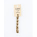 A skein of tan embroidery floss, twisted and bundled, with a cream and black label featuring the brand name and color information.