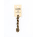 A skein of gray brown embroidery floss, twisted and bundled, with a cream and black label featuring the brand name and color information.