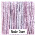 A variegated swatch of Classic Colorworks floss in the colors pastel pink and purple.