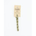 A skein of khaki green embroidery floss, twisted and bundled, with a cream and black label featuring the brand name and color information.