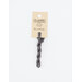 A skein of steel gray embroidery floss, twisted and bundled, with a cream and black label featuring the brand name and color information.