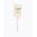A skein of pink cotton candy embroidery floss, twisted and bundled, with a cream and black label featuring the brand name and color information.