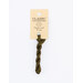 A skein of brown embroidery floss, twisted and bundled, with a cream and black label featuring the brand name and color information.
