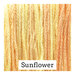 Swatch of bright yellow and orange colored threads