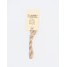 A skein of cream embroidery floss, twisted and bundled, with a cream and black label featuring the brand name and color information.