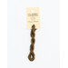 A skein of brown embroidery floss, twisted and bundled, with a cream and black label featuring the brand name and color information.