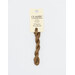 A skein of chestnut embroidery floss, twisted and bundled, with a cream and black label featuring the brand name and color information.