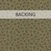 A swatch of sage green fabric with a tossed floral and leaf design in tonal dark green and pink. A transparent banner at the top reads 