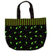 A top down shot of the Fat Quarter Tote isolated on a white background and demonstrating the glow-in-the-dark elements.