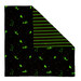 A shot of the napkin with the corner folded, isolated on a white background and demonstrating the glow-in-the-dark elements.